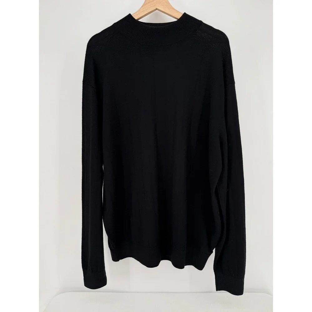 Ben Hogan Sweater Mens XL‎ Black 100% Merino Wool Mock Neck Long Sleeve Knit